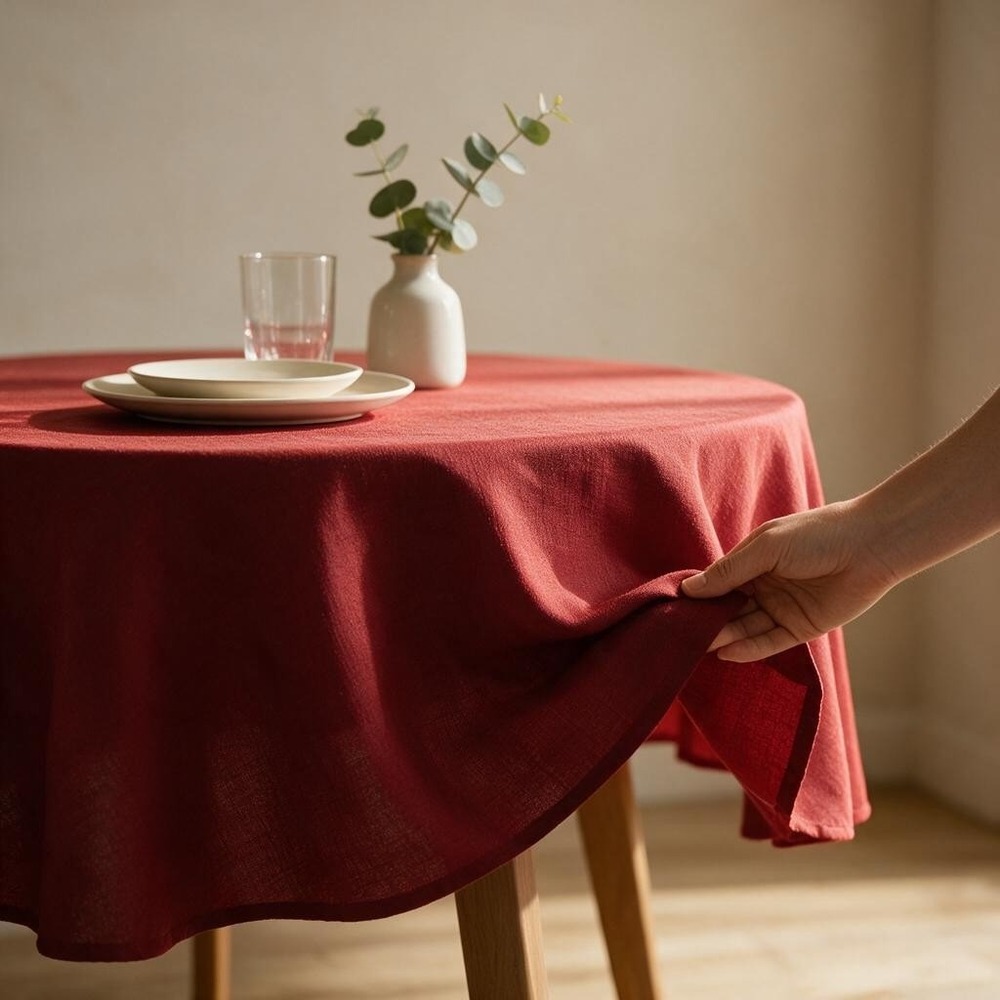 Royal Home Collection Tablecloth Unisex 70" Round Red Brand New Damask Jacquard